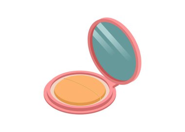 Kompakt toz. İzometrik görünümdeki basit düz illüstrasyon.