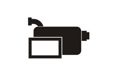 Kamera videosu. Siyah beyaz basit illüstrasyon.