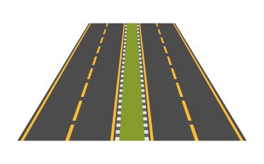 Çift katlı at arabası. Perspektif görünümünde basit düz çizim.