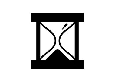 Kum saati. Siyah beyaz basit illüstrasyon.