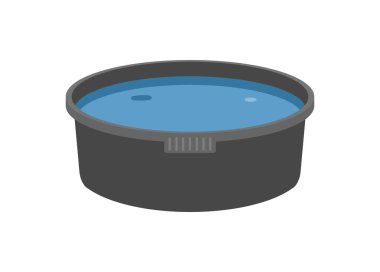 Plastik su kovası. Su havzası. Basit düz resimleme.