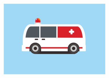 Ambulans arabası. Basit düz resimleme.