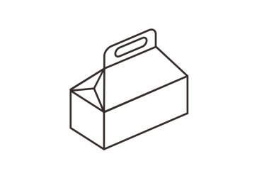 Yiyecek kutusu. Siyah ve beyaz basit düz çizim.