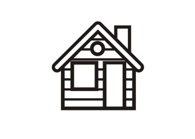 Siyah beyaz ahşap kulübe..