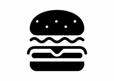 Hamburger basit illüstrasyon siyah beyaz.