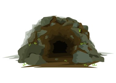 Mağara girişi. Basit düz resimleme