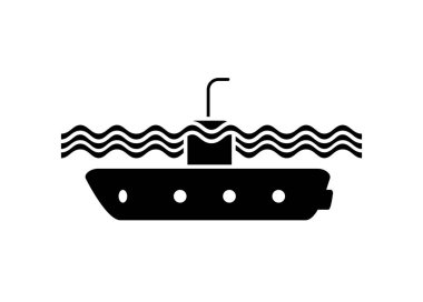 Denizaltı. Siyah beyaz basit illüstrasyon. 