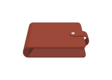 Deri cüzdan. Perspektif görünümünde basit düz çizim.