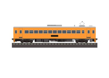 Elektrikli tren vagonu. Yan görüş. Basit düz resimleme.