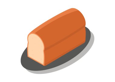 Kapağında ekmek var. İzometrik görünümdeki basit düz illüstrasyon. 