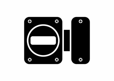 Kapı mandalı. Siyah beyaz basit illüstrasyon.