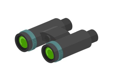 İzometrik görüntüde dürbün. Basit düz resimleme.