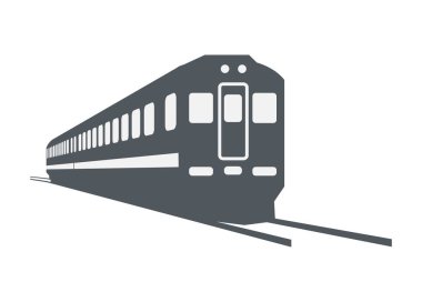 Kısa dizel çoklu birim banliyö treni. Perspektif görünümünde siluet illüstrasyonu.