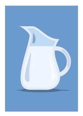 Süt kavanozu. Basit düz resimleme