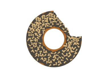 Isırılmış çörek. Basit düz resimleme.