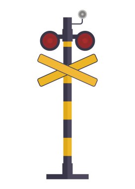 Demiryolu geçişi işareti. Basit düz resimleme.