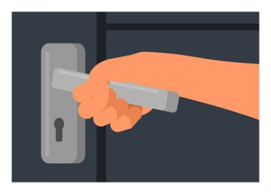 El ele tutuşan kapı kolu. Basit düz resimleme.