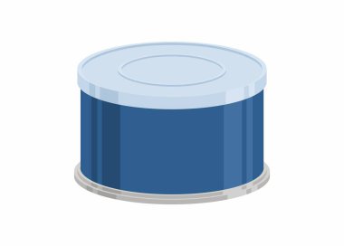 Plastik kapaklı kısa teneke kutu. Basit düz resimleme.