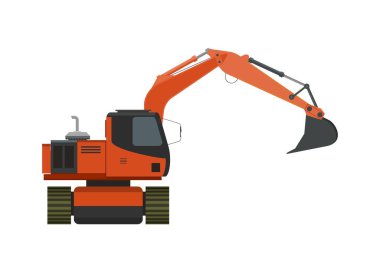 Opened arm excavator. Simple flat illustration clipart