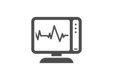 Elektrokardiyograf monitörü. Siyah beyaz basit illüstrasyon.