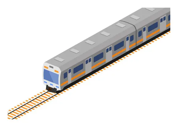 Diesel banliyö treni. İzometrik görünümdeki basit düz illüstrasyon