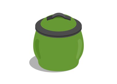 Lastik çöp kutusu. Basit düz resimleme.