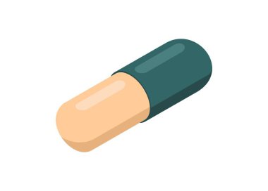 İzometrik görüntüde kapsül. Basit düz resimleme.