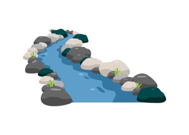 Nehir akıyor. Basit düz resimleme.