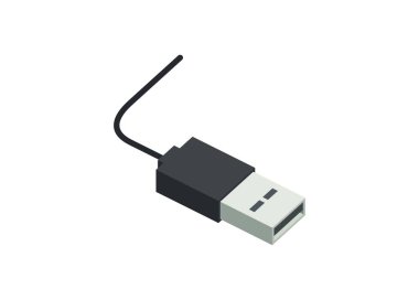 Erkek USB tapası. Basit düz resimleme.
