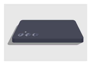 Akıllı telefonun arka tarafı. Perspektif görünümünde basit düz çizim.
