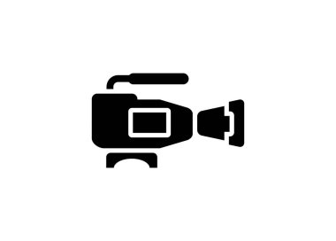 Video kamera. Siyah beyaz basit illüstrasyon.