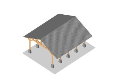 Kubbe bina. İzometrik görünümdeki basit düz illüstrasyon.