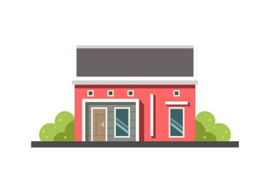 Küçük minimalist ev binası. Basit düz resimleme