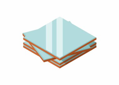 Seramik fayans yığını. İzometrik görünümdeki basit düz illüstrasyon.