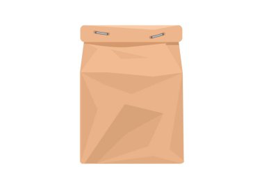 Uzun boyda bir kağıt kesesi. Basit düz resimleme