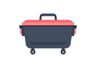 Tekerlekli alet çantası. Basit düz resimleme.