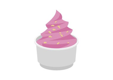 Fındıklı fındıklı çilekli dondurma. Basit düz resimleme.