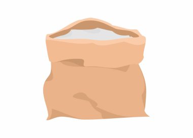 Açık buğday un torbası. Basit düz resimleme.