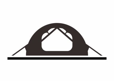 Dağcılık kubbesi. Siyah beyaz basit illüstrasyon.