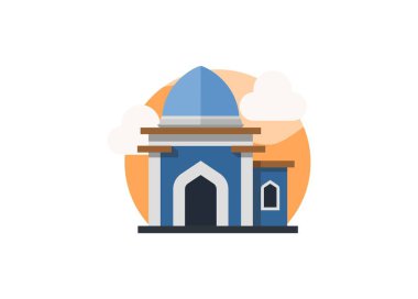 Küçük bir cami binası. Basit düz resimleme