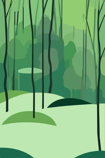 Plant landscape. Minimal flat leaves design, color gradation cartoon background, forest plants. Vertical Vector illustrationfloral nature poster