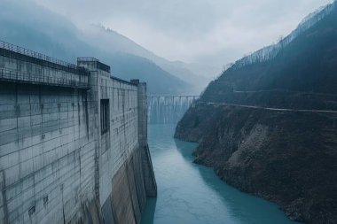 Dağlardaki nehrin güzel manzarası
