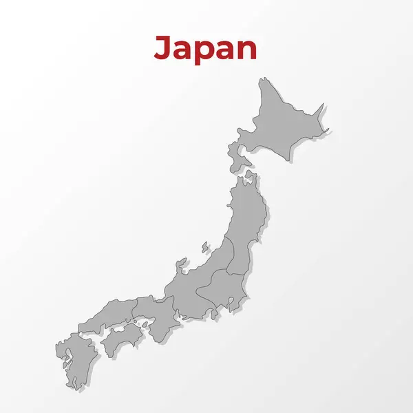 Mapa Moderno Japão Com Uma Divisão Regiões Sobre Fundo Cinza — Vetor de Stock