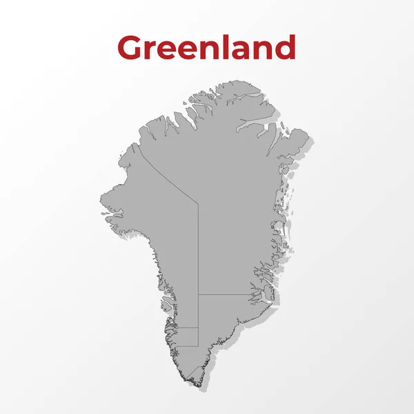 Mapa Moderno Gronelândia Com Uma Divisão Regiões Sobre Fundo Cinzento — Vetor de Stock