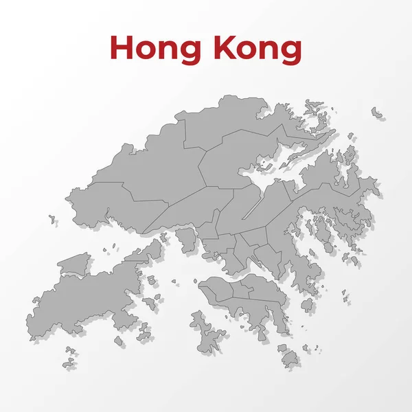 香港的现代地图 划分为不同的区域 灰色背景 红色标题 矢量说明 — 图库矢量图片