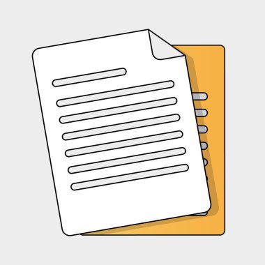 Illustration of White and Yellow Paper Documents. Vector illustration