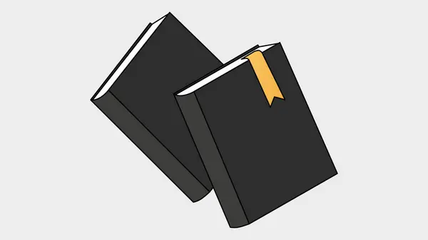 Two Black Notebooks with a Yellow Bookmark. Vector illustration