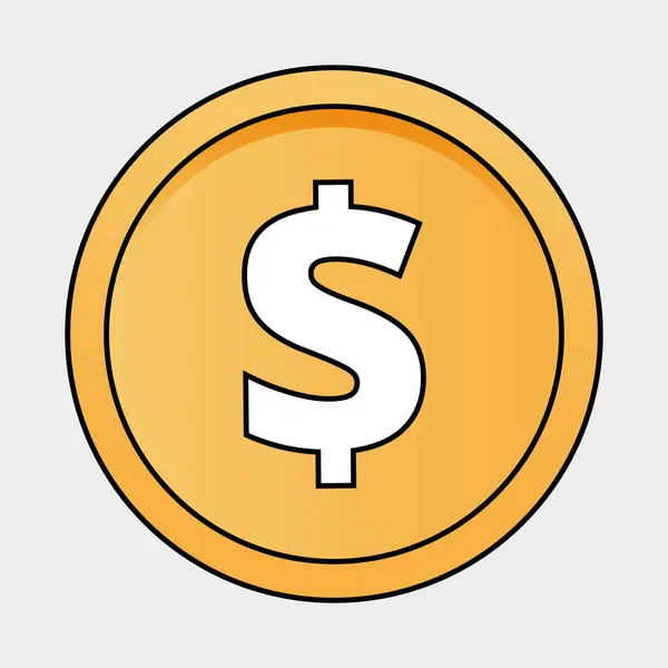 Golden Coin with Embossed Dollar Sign Illustration. Vector illustration