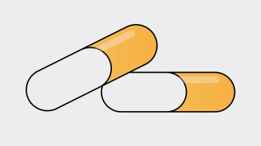 İki Kapsül Hapının İllüstrasyonu. Vektör illüstrasyonu