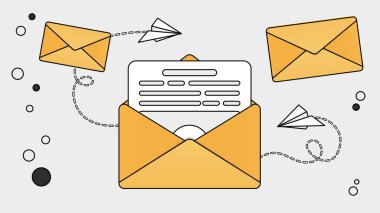 E- posta Yazışmaları ve Ağ Bağlantıları Konsepti. Vektör illüstrasyonu